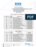 Lista de Classificacao Do Processo Seletivo Gratuidade Regulamentar 2024 Edital Sesi DR Am No 001 2023 Escola Sesi Dra. Emina Barbosa Mustafa Manaus