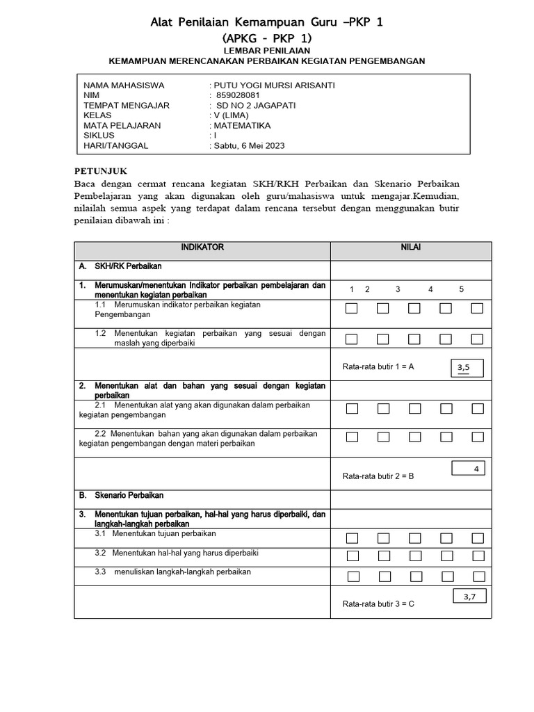 Format APKG 1 dan 2 untuk PKP Guru | PDF | Karier & Perkembangan