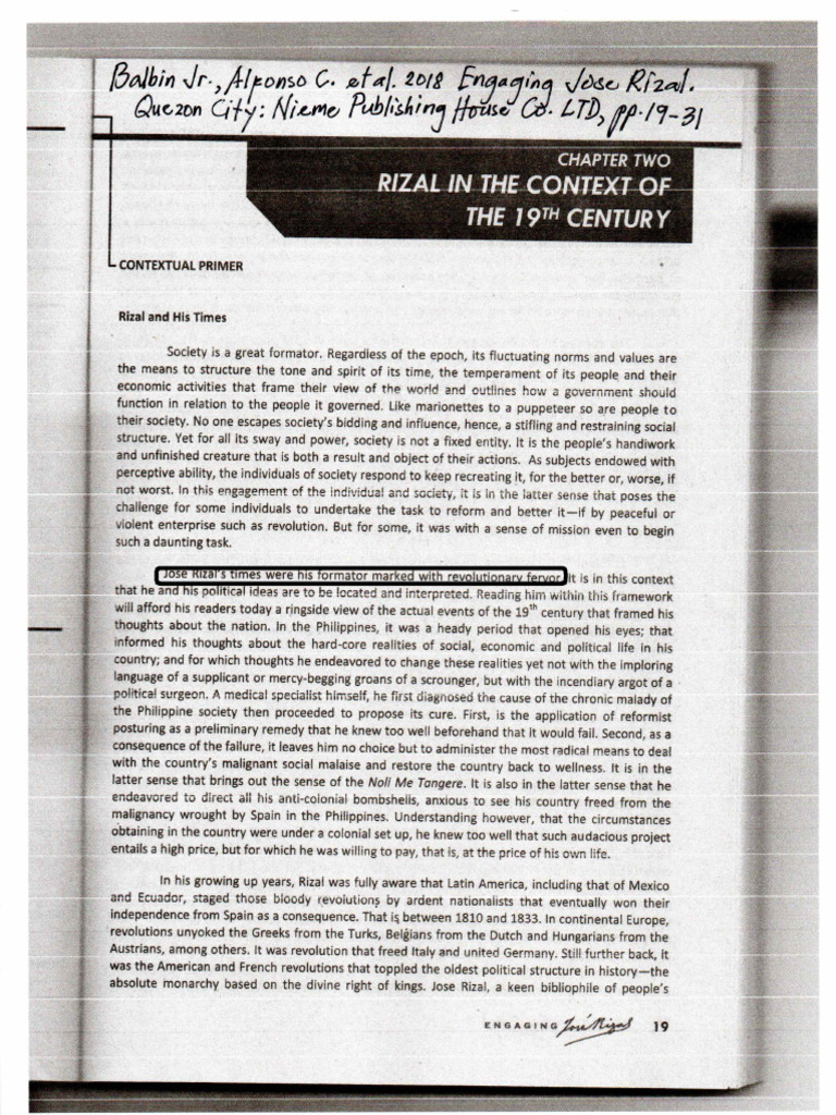 Rizal 19th Century Philippines | PDF