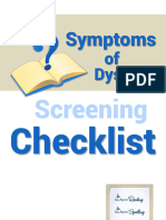 Symptoms of Dyslexia Screening Checklist