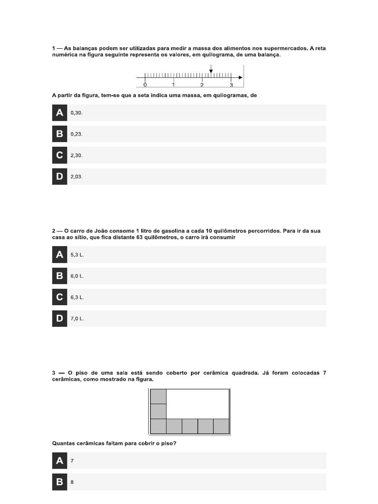 Quiz de Matemática para o Saeb 2023 - 5° Ano | PDF