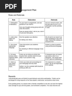 Classroom Management Plan