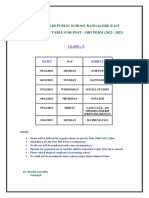 Delhi Public School Bangalore-East Time Table For Post - Mid Term (2022 - 2023)