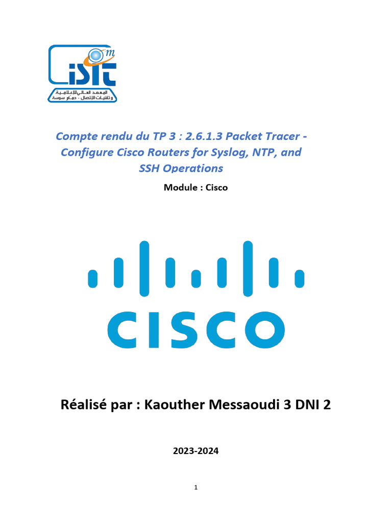 Configuration des routeurs Cisco pour Syslog, NTP et SSH | PDF ...