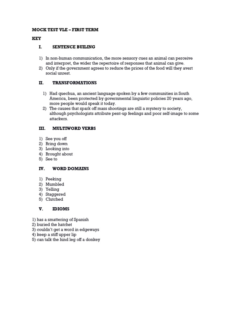 Mock Test 2023 Answer Key Pdf