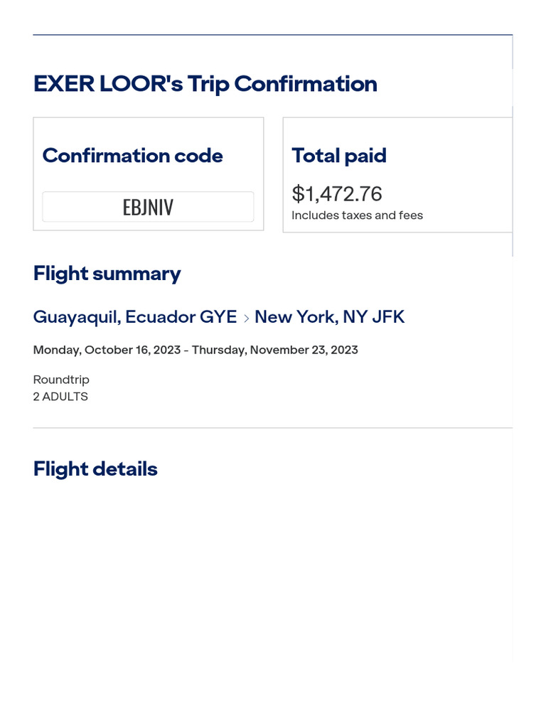 Jetblue Confirmation Of Reservations