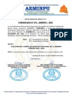 Comunicado N°010-Aeminpu - Eleccion Del Cuerpo Eclesiástico Nacional - 2023-2024