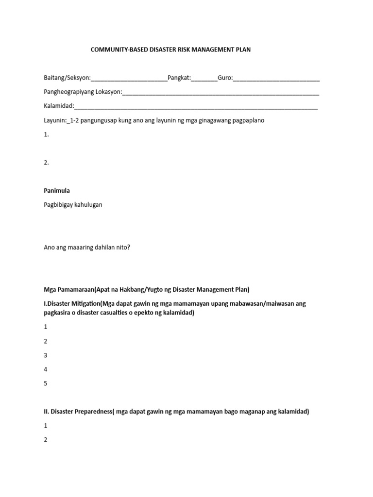 Disaster Management Plan Template | PDF