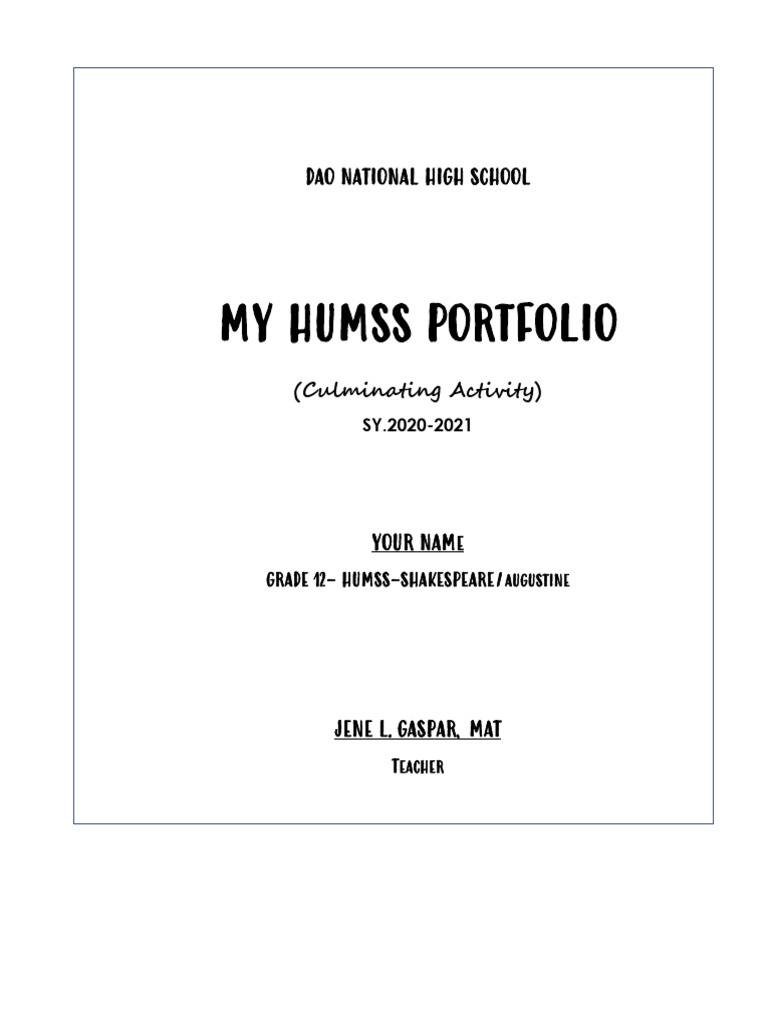 MY HUMSS PORTFOLIO FORMATShakespeareAugustine | PDF