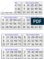 Bingo de Las Tablas de Multiplicar Cartones 02