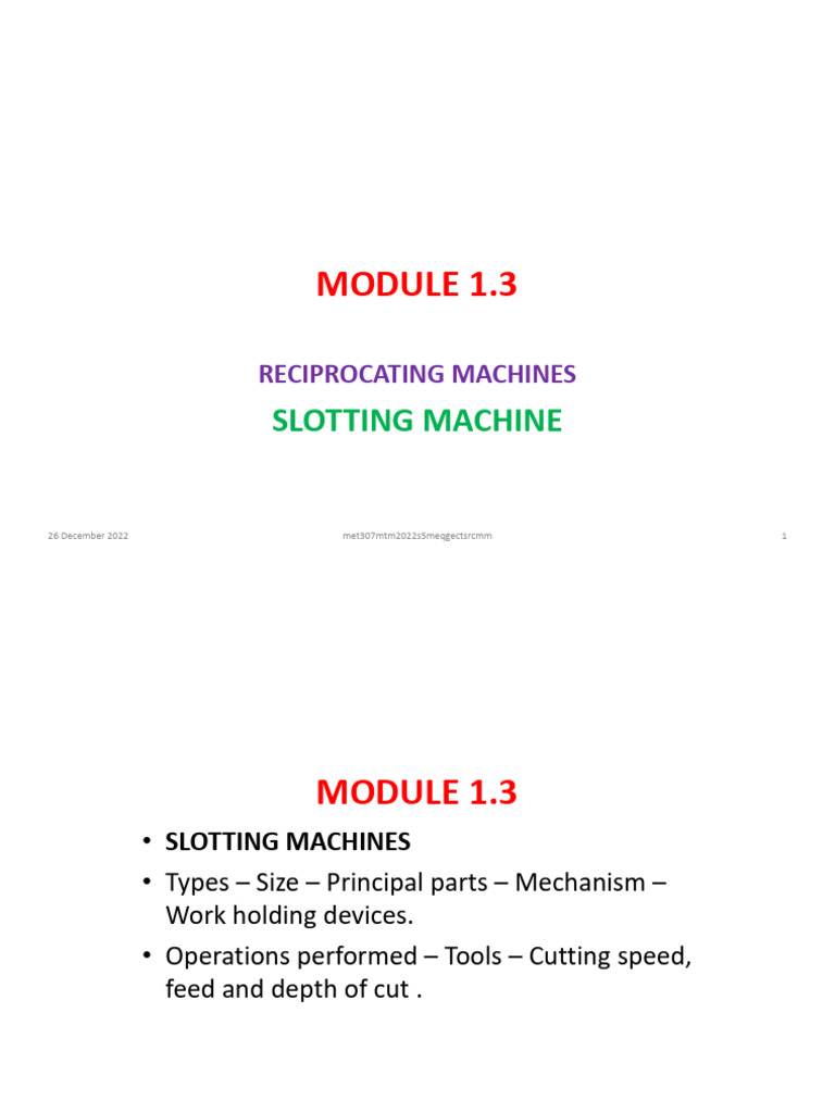 1.3.3 Slotting Machine PDF Machining Crafts