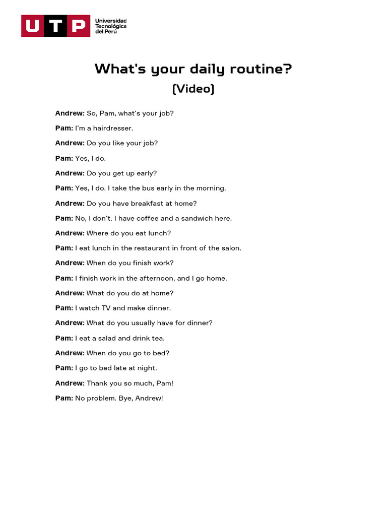 What's Your Daily Routine | PDF