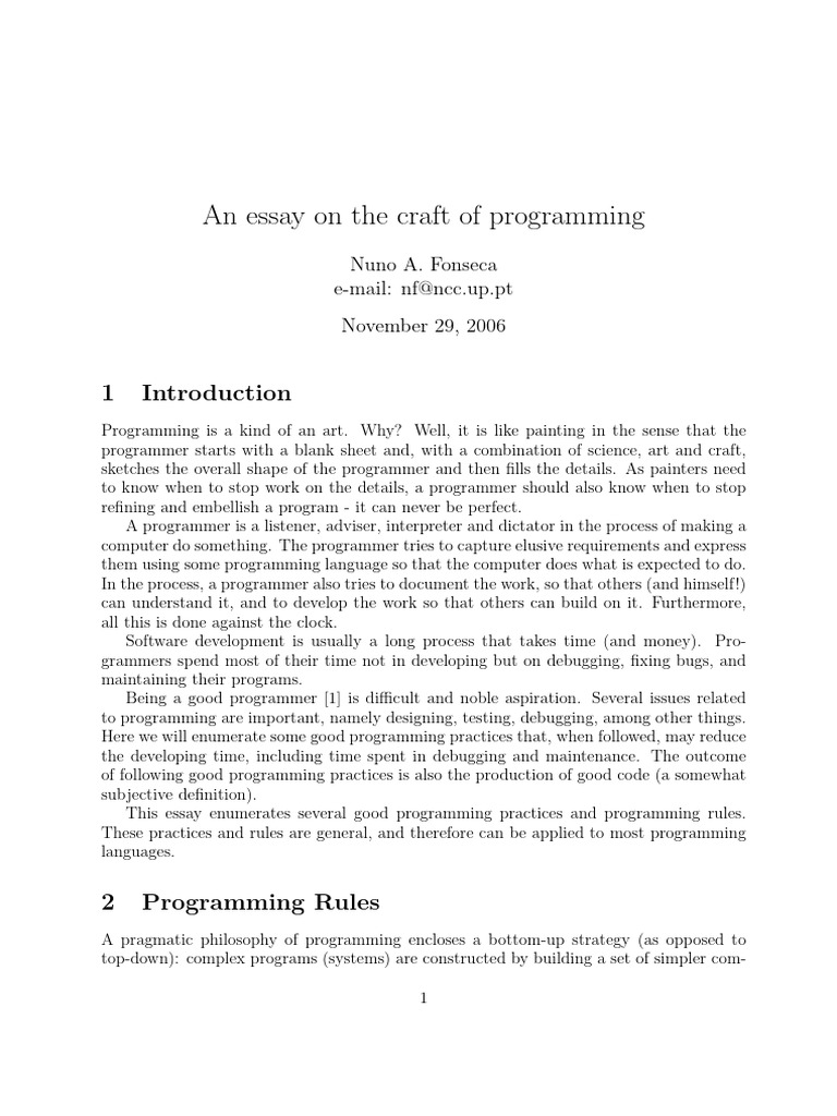 essay about programming language