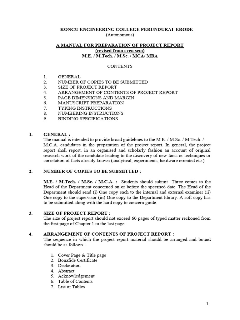 Guide lines for project documentation pdf