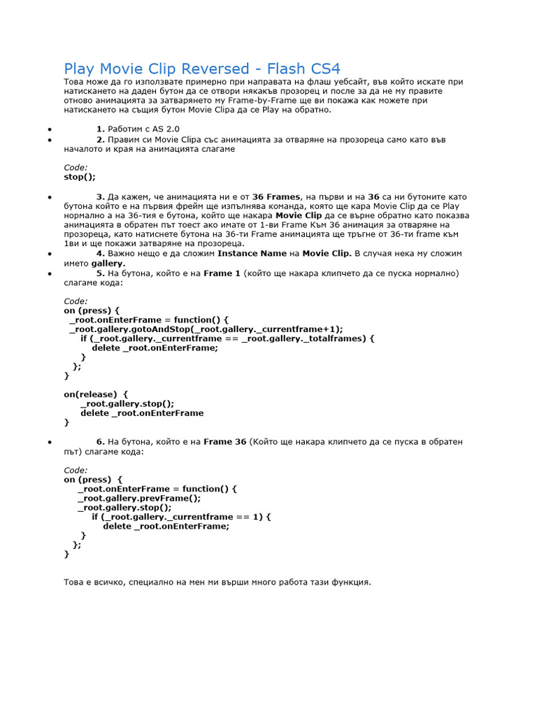 Play Movie Clip Reversed Flash PDF