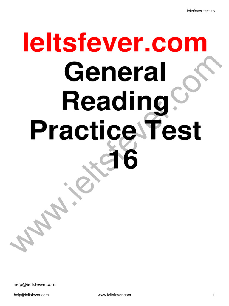 Ieltsfever General Reading Practice Test 16 PDF | PDF