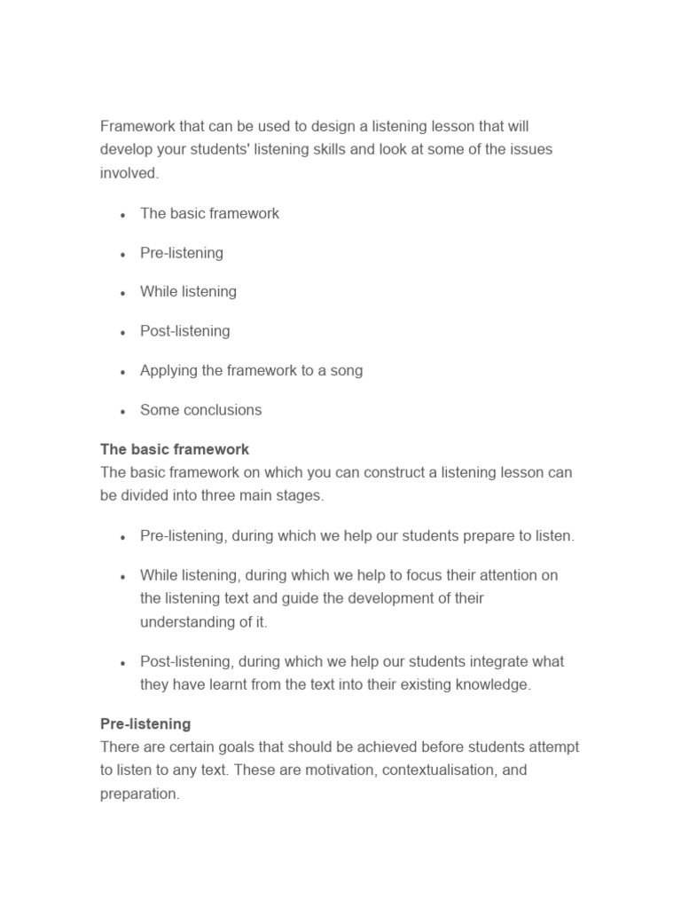 Lesson Plan For Listening Pdf