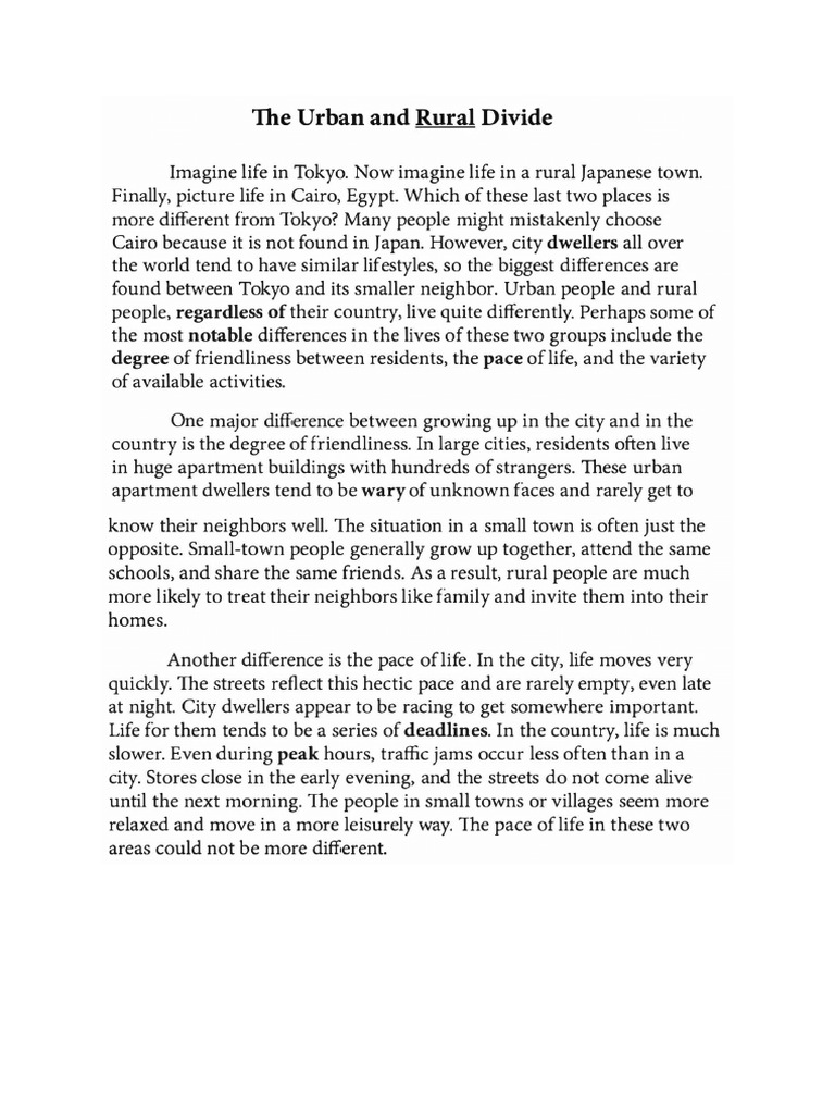 Urban and Rural Area | PDF
