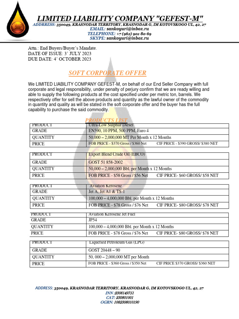 Kazakhstan Soft Corporate Offer | PDF