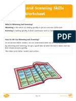 Reading Comprehension Skills Year 3-4 Skimming and Scanning Worksheet