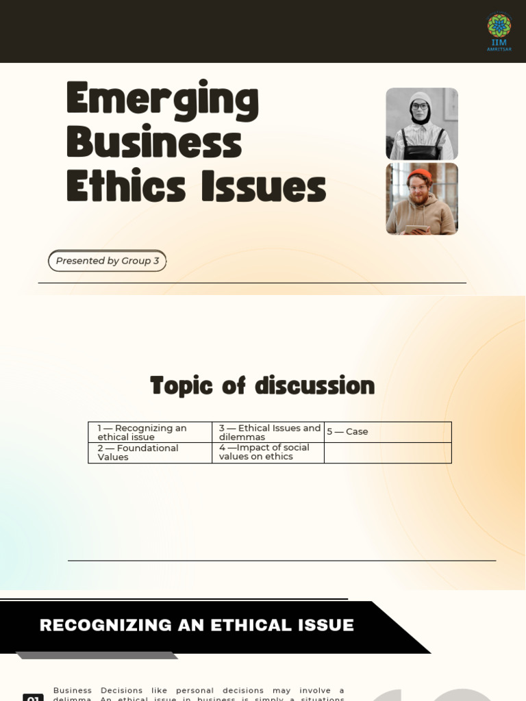 Emerging Business Ethics Issues Presented by Group 3 PDF Fraud