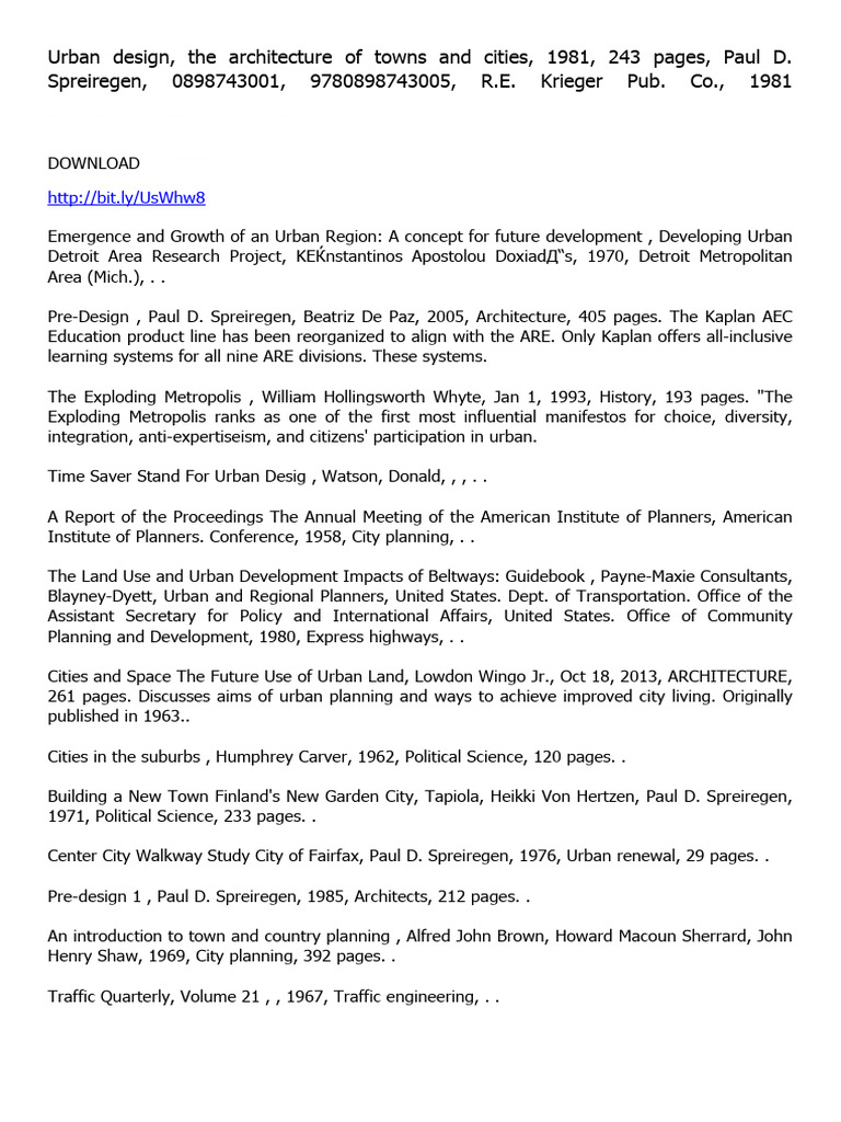 Urban Design The Architecture Of Towns And Cities Pdf