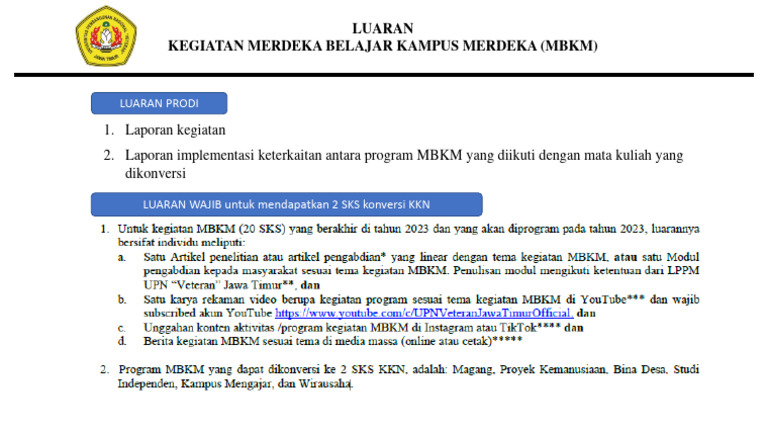 Luaran Kegiatan MBKM dan SKS KKN | PDF | Teknologi & Rekayasa