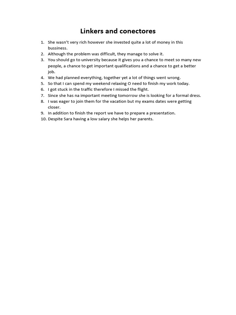 Linkers and Conectores | PDF | Business