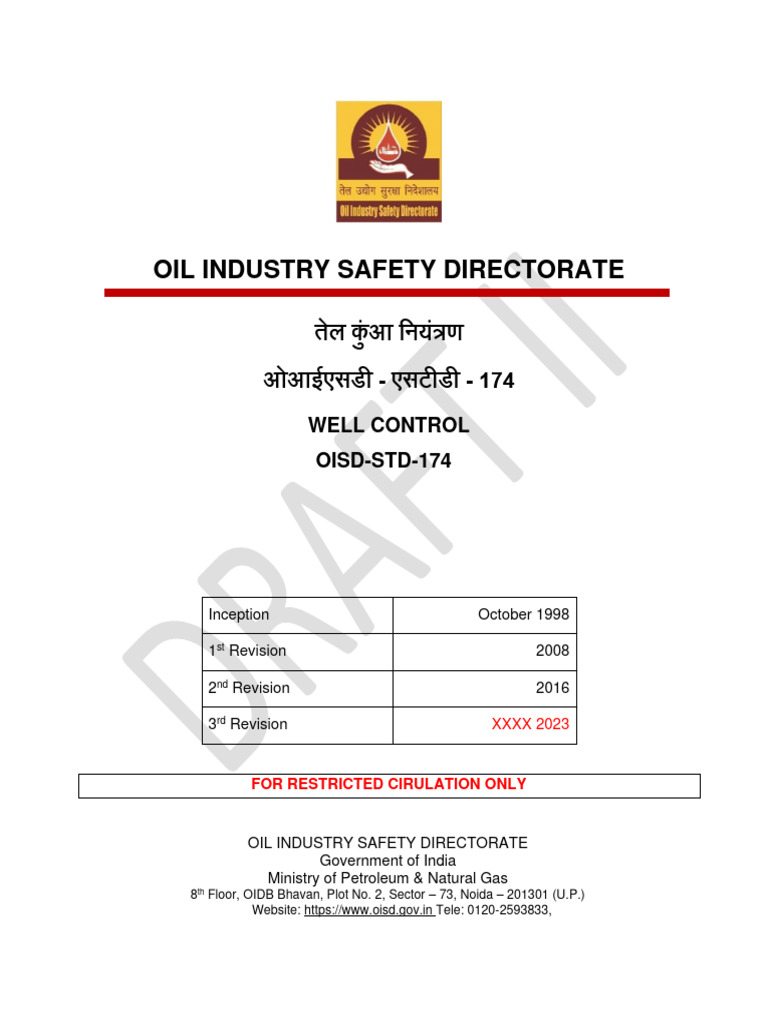 OISD STD-174: Well Control Standards | PDF