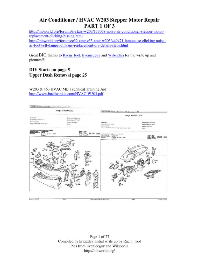 W203 Air Conditioner Stepper Motor Repair P1 of 3 PDF Equipment