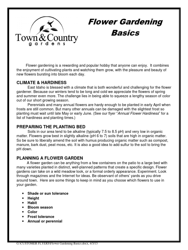 Flower Gardening Basics PDF