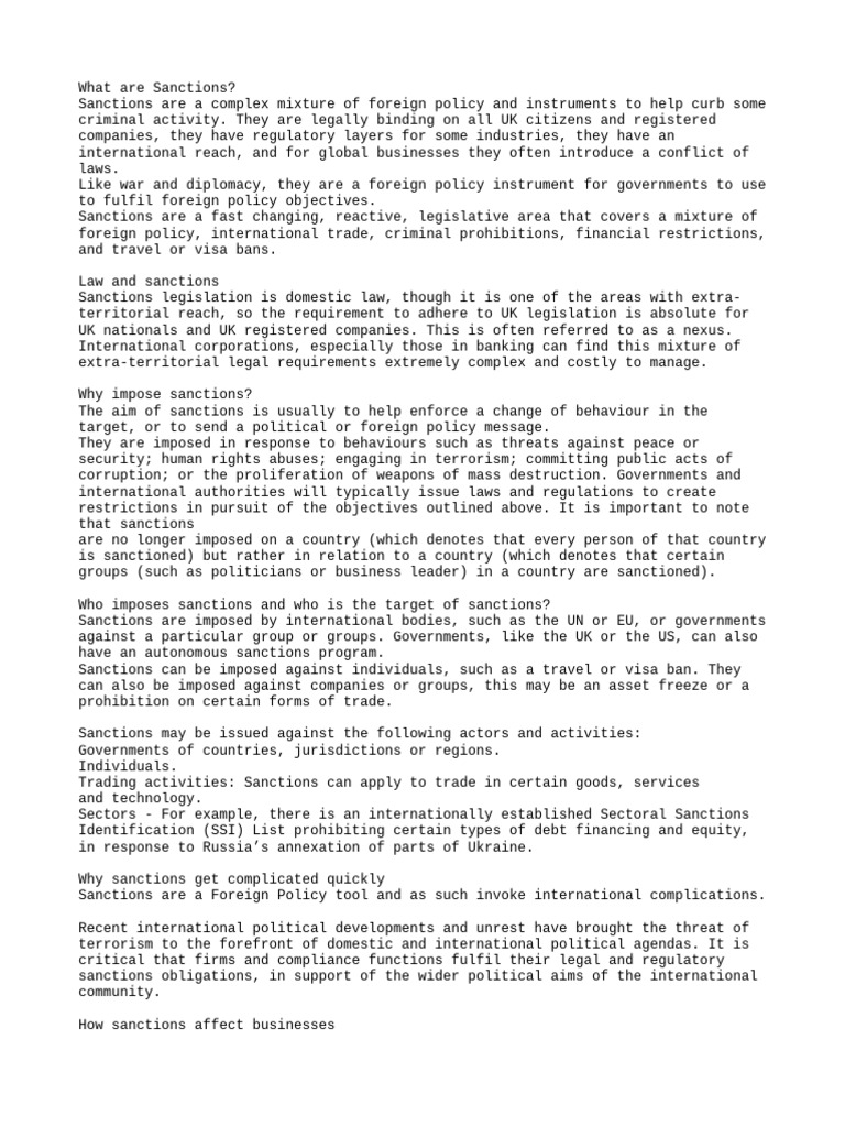 What Are Sanctions | PDF