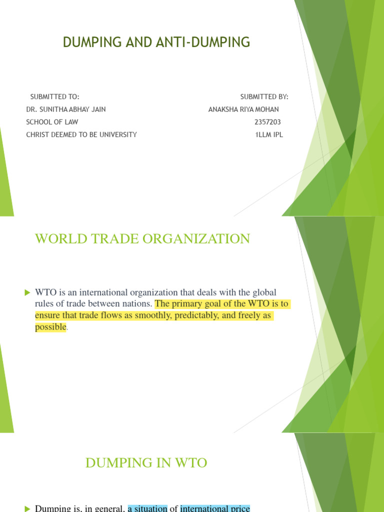 Dumping and AntiDumping (1) Final PDF Dumping (Pricing Policy) Market (Economics)