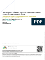 Dynamiques D'économie Populaire Au Venezuela Comme Moteur de Transformation Sociale