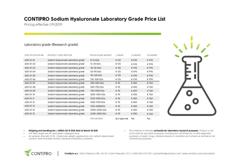SH Laboratory Grade Price List Sept 2019 | PDF