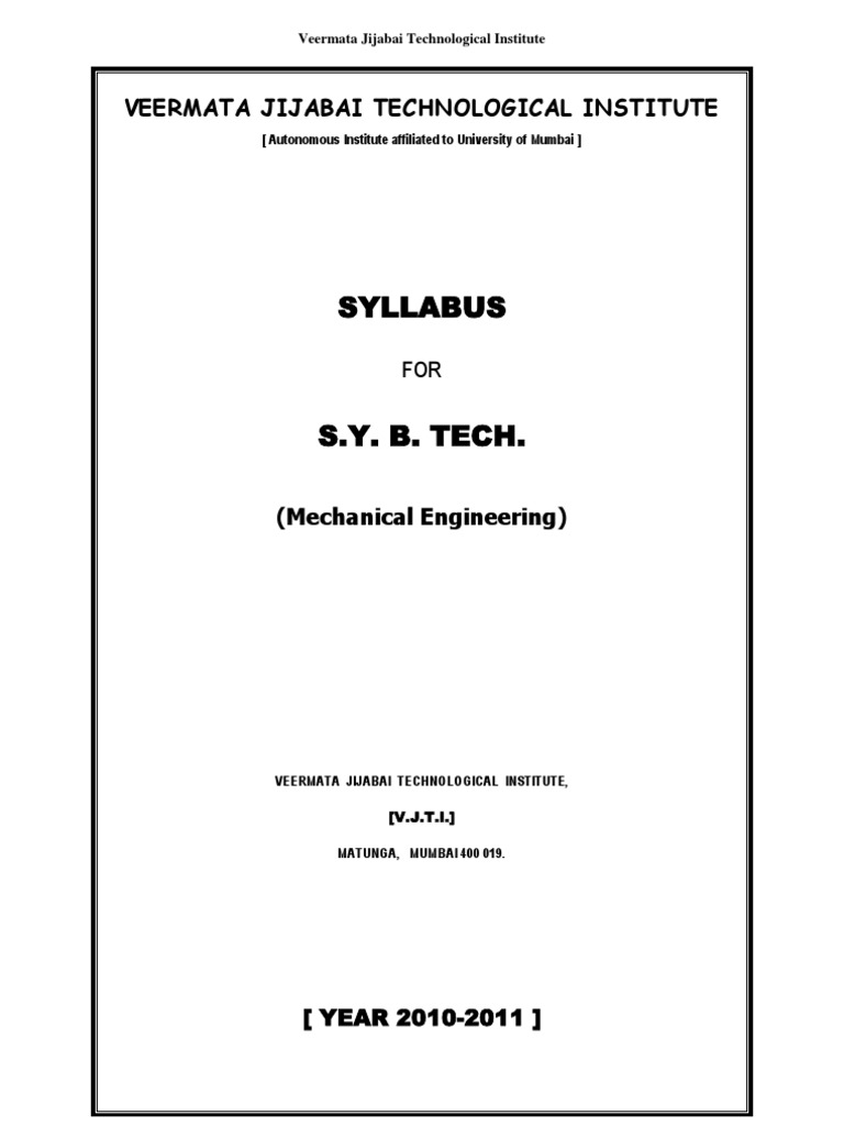Syllabus for S.Y. B. Tech Mechanical | PDF | Fluid Dynamics | Heat