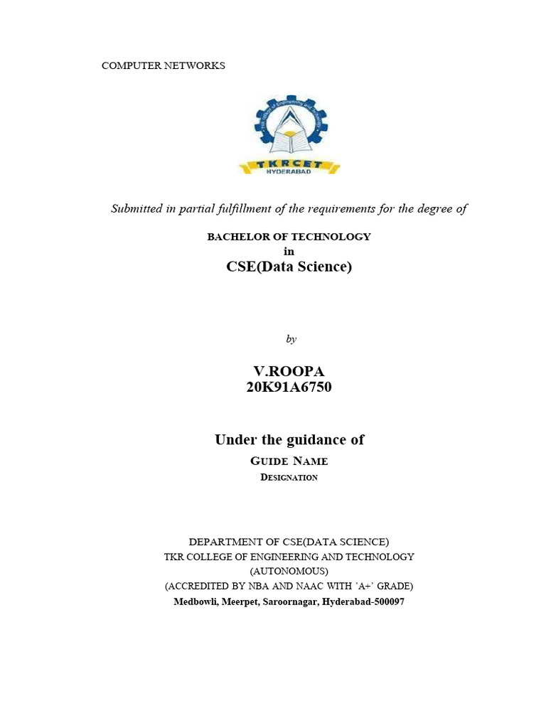 Computer Networks B.Tech Report | PDF