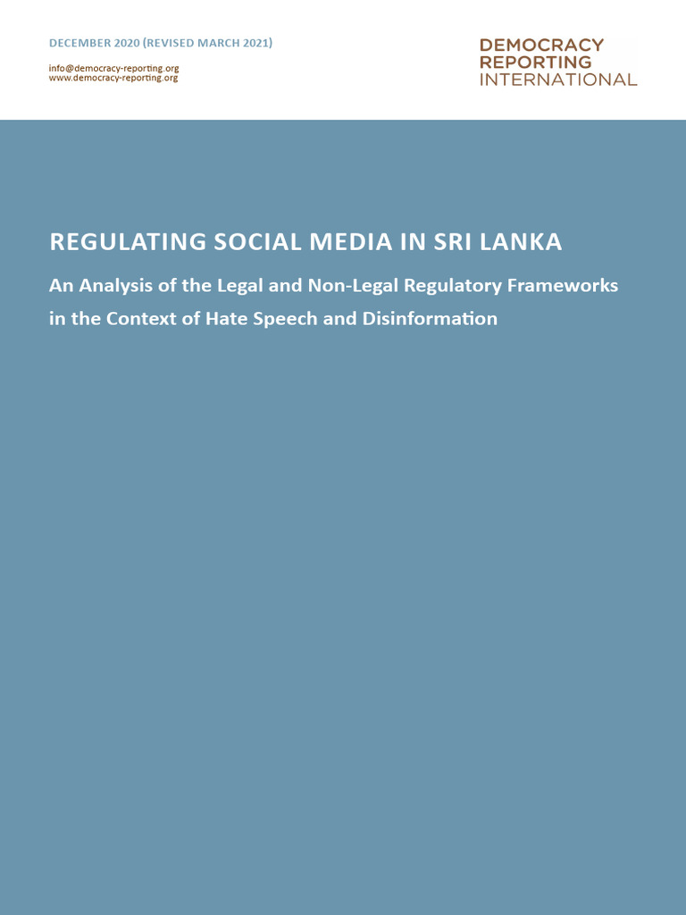 Social Media Regulation in Sri Lanka | PDF | Hate Speech | Hatred