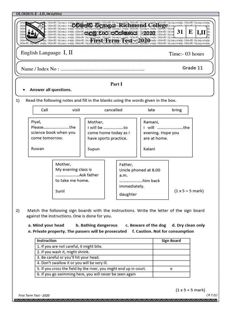 English GRD 11 2020 I | PDF