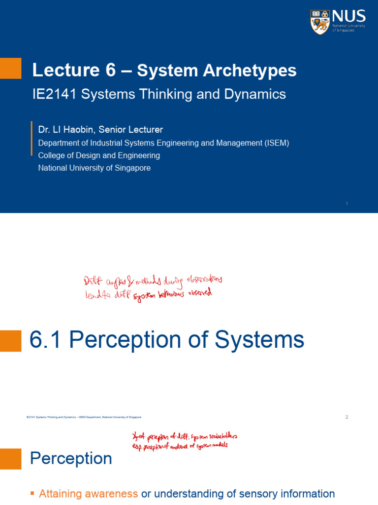 Lec 6 Sys Archetypes Pdf Perception Awareness