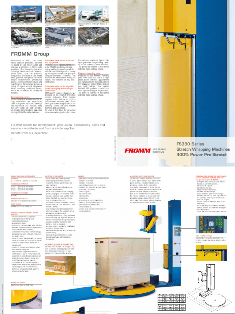 Fromm fs390 Vertical Stretch Wrapping Machine PDF