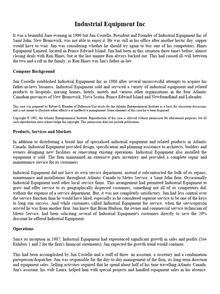 Industrial Equipment Case Study PDF Sales Quebec