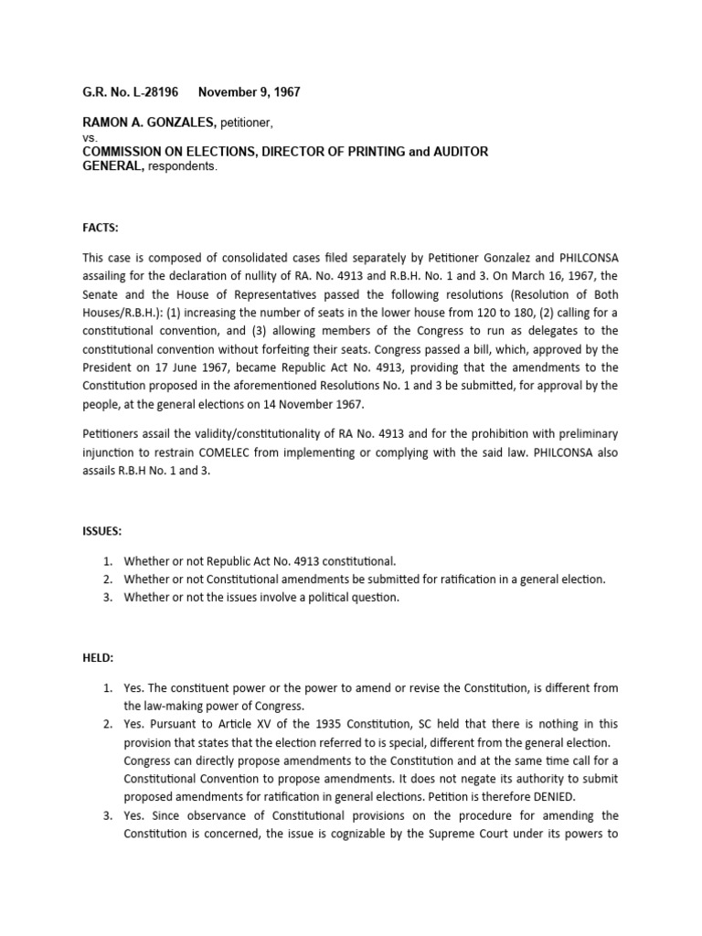 Gonzales vs comelec g r no l 28196 case digest pdf constitution
