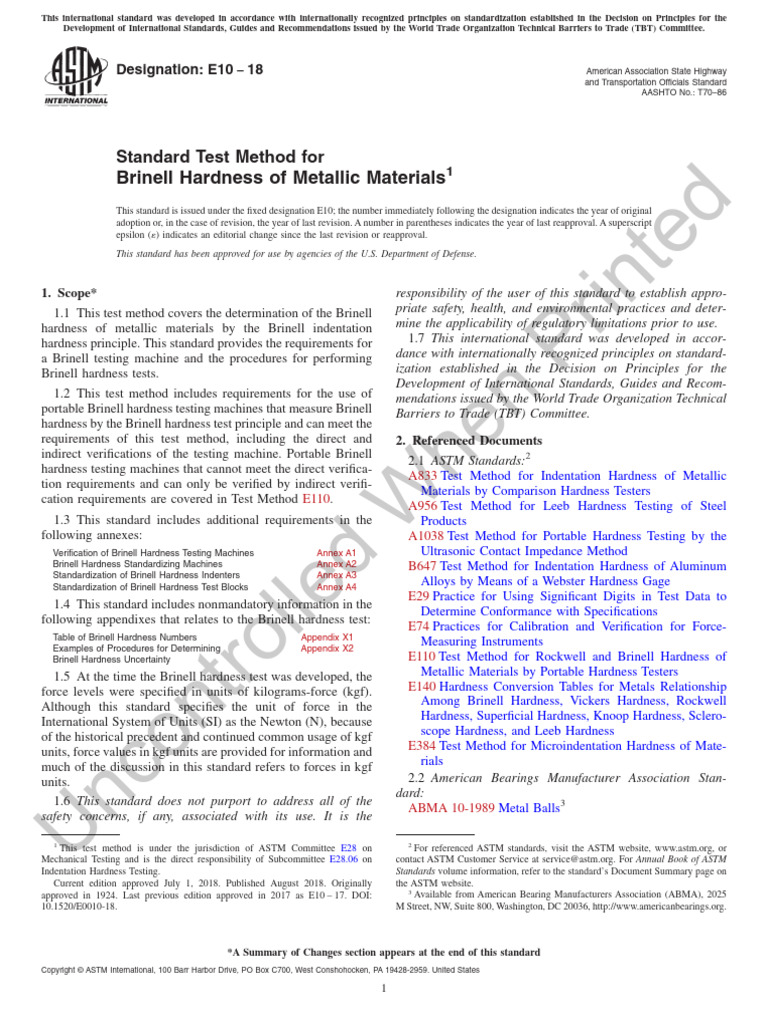 Astm E1018 PDF Hardness Mechanical Engineering