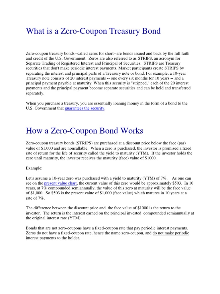 What Is A ZeroCoupon Treasury Bond Guarantees The Security PDF