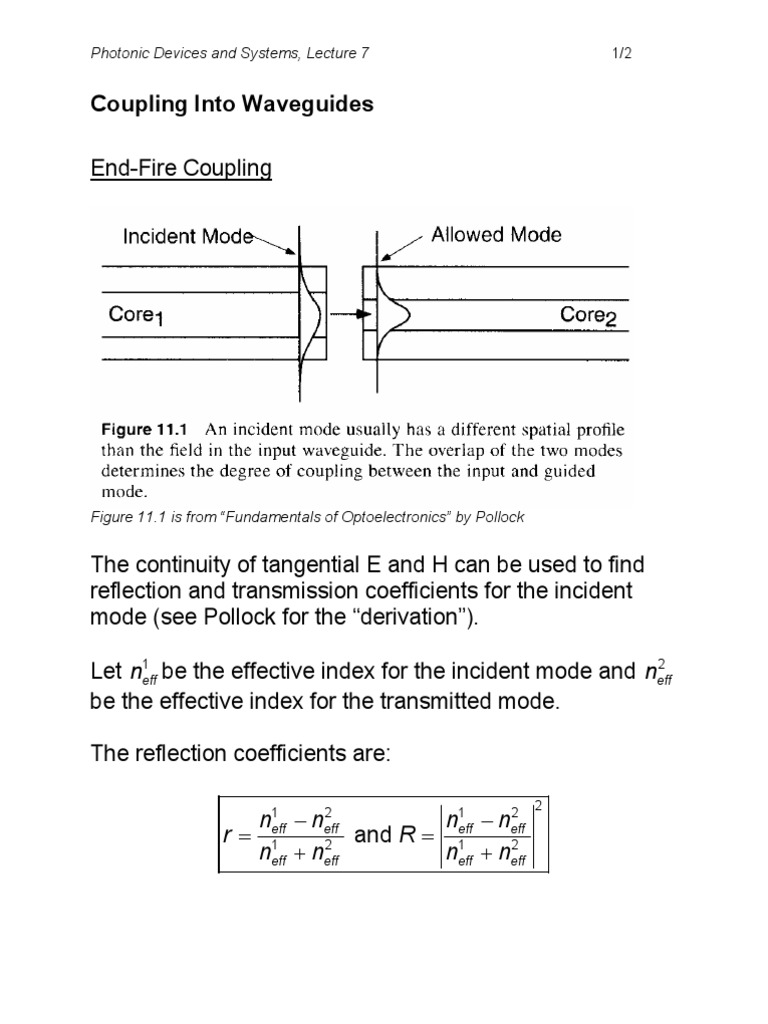 Coupling Optical Power in Waveguides | PDF