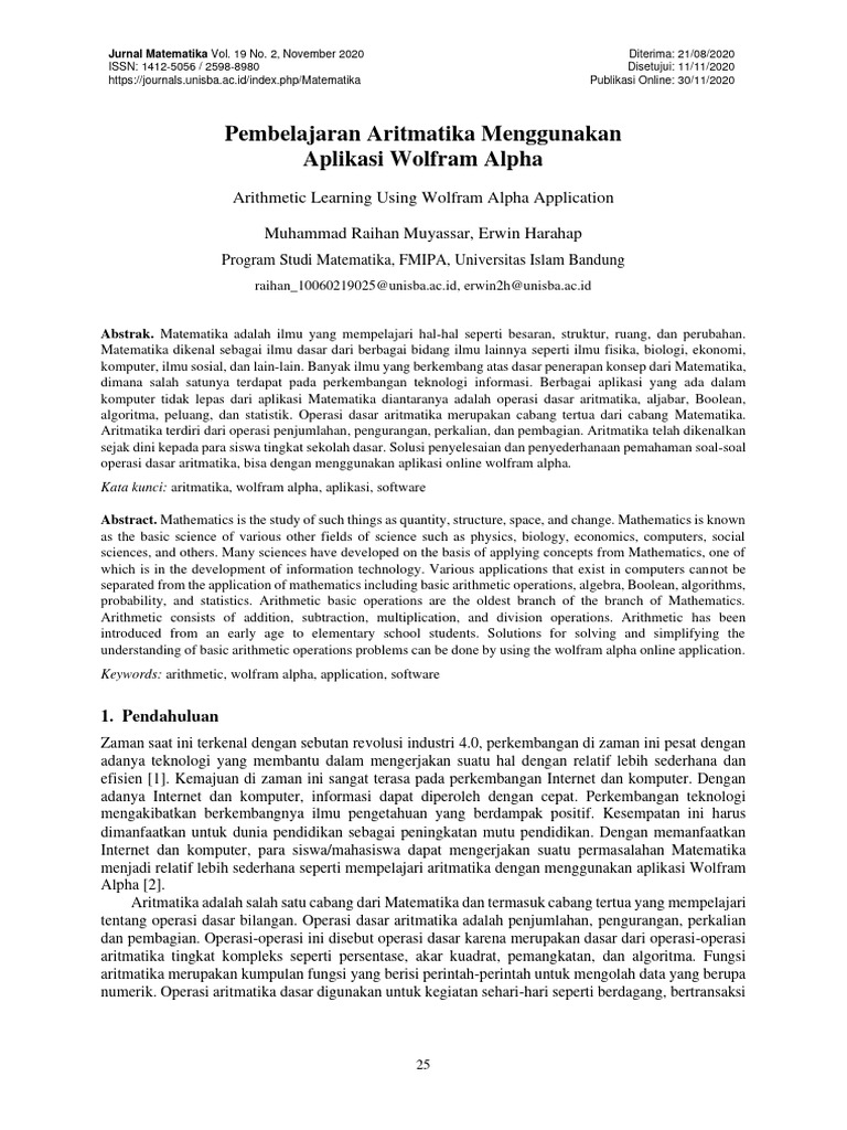 Pembelajaran Aritmatika dengan Wolfram Alpha | PDF