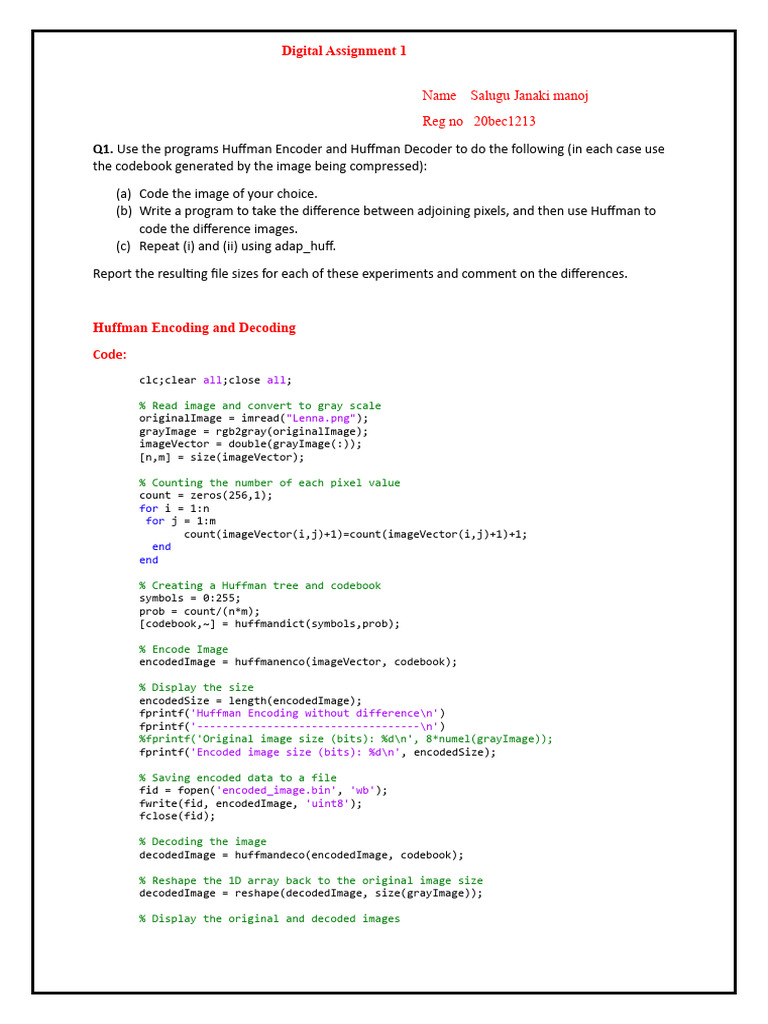 20BEC1213 Assignment 1 L | PDF | Code | Computer Science