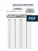 Scoring Key Third Language Half Yearly H.S.C. (Class-X) 2023