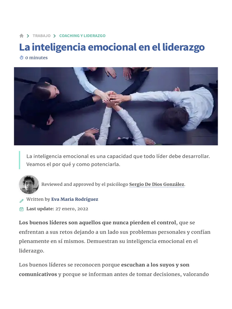 Inteligencia Emocional en El Liderazgo - La Mente Es Maravillosa | PDF ...